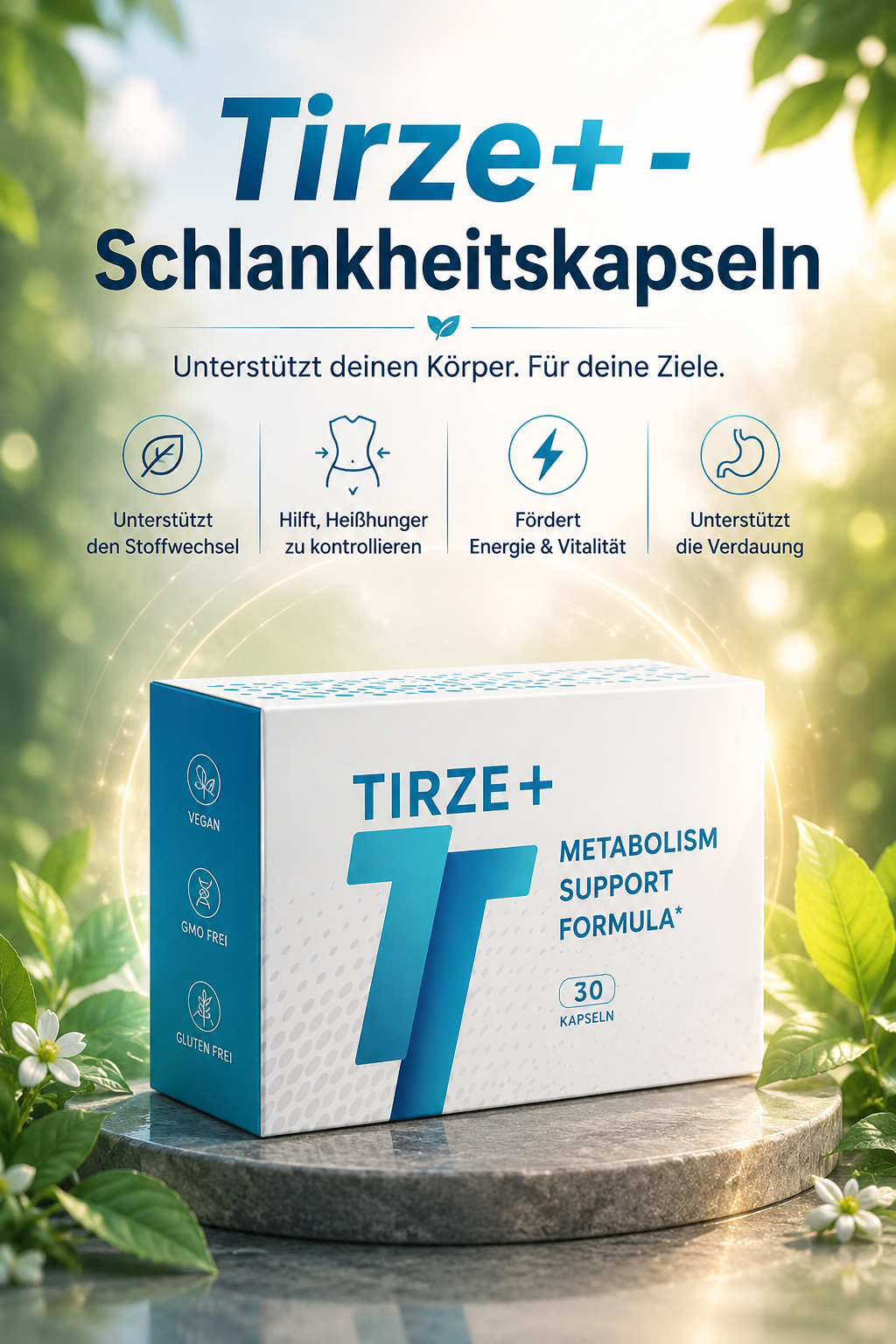 Tirze+ Schlankheitskapseln Verpackung mit 30 Kapseln